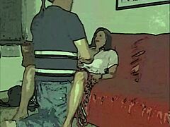Η γιαγιά και ο παππούς γίνονται άτακτοι στον καναπέ σε ένα παλιό βίντεο κινουμένων σχεδίων