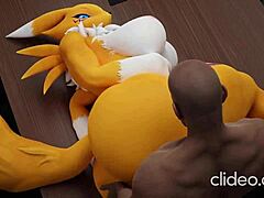 Big tit MILF Renamon gets her monster cock satisfied at work