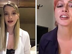 Lesbiene mature de birou pe webcam - Kenna James și Serene Siren
