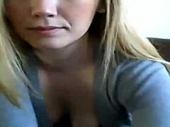 Blonde camgirl gets naughty in public