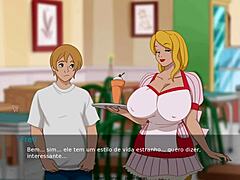 Аниме-девушка с большими сиськами и изгибами наслаждается игрой со своей девственностью