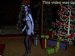 Sinnliche Witwe tanzt an Weihnachten im Schlafzimmer