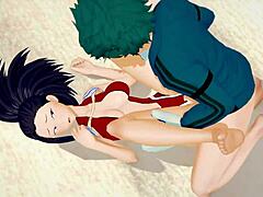 Asian MILF Momo and young hero Deku in 3D hentai