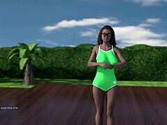 Athletic mom indulges in solo play in 3D cartoon