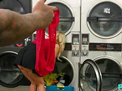 Mature blonde Katie Morgan gets multiple cumshots at the laundromat