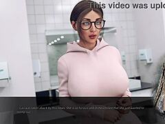 Sexy secretary with big boobs in playful office roleplay