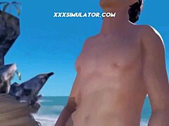 MILF pirang yang bernafsu menikmati seks di pantai luar dengan anak tiri yang berpenis besar