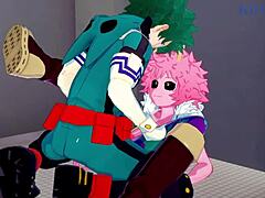 Mina Ashido ve Momo Yaoyorozu, My Hero Academia hentai'de Izuku Midoriya ile yoğun bir üçlüye giriyor