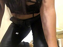 Wet pussy POV action with a curvy Latina MILF in leather pants