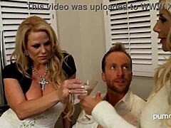 Kelly Madison, een blonde met grote borsten, en Puma Svede, een Scandinavische vrouw, hebben ruige seks met Ryan Madison