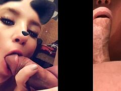 Stepbrother indulges in cock worship on Snapchat with his step sister