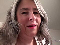 Stepmom Grace, your step-aunt with big natural tits, gives you a handjob in this mature amateur video