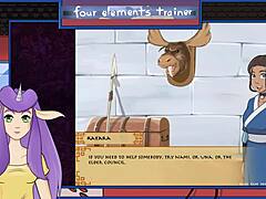 Część 15 serii trenerów Avatars z czterema elementami przedstawia brunetkę MILF oddającą się zabawie loda