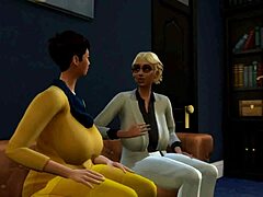 Interracial threesome with Sims 4's horny schoolgirl