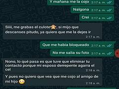Uma MILF mexicana madura e uma adolescente compartilham um chat no WhatsApp