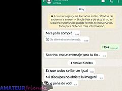 Latina-MILF masturboi Whatsapp-webcamissa velipuolen kanssa